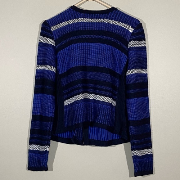 Loft Striped Assymetrical Zip Up Jacket M - Picture 2 of 5